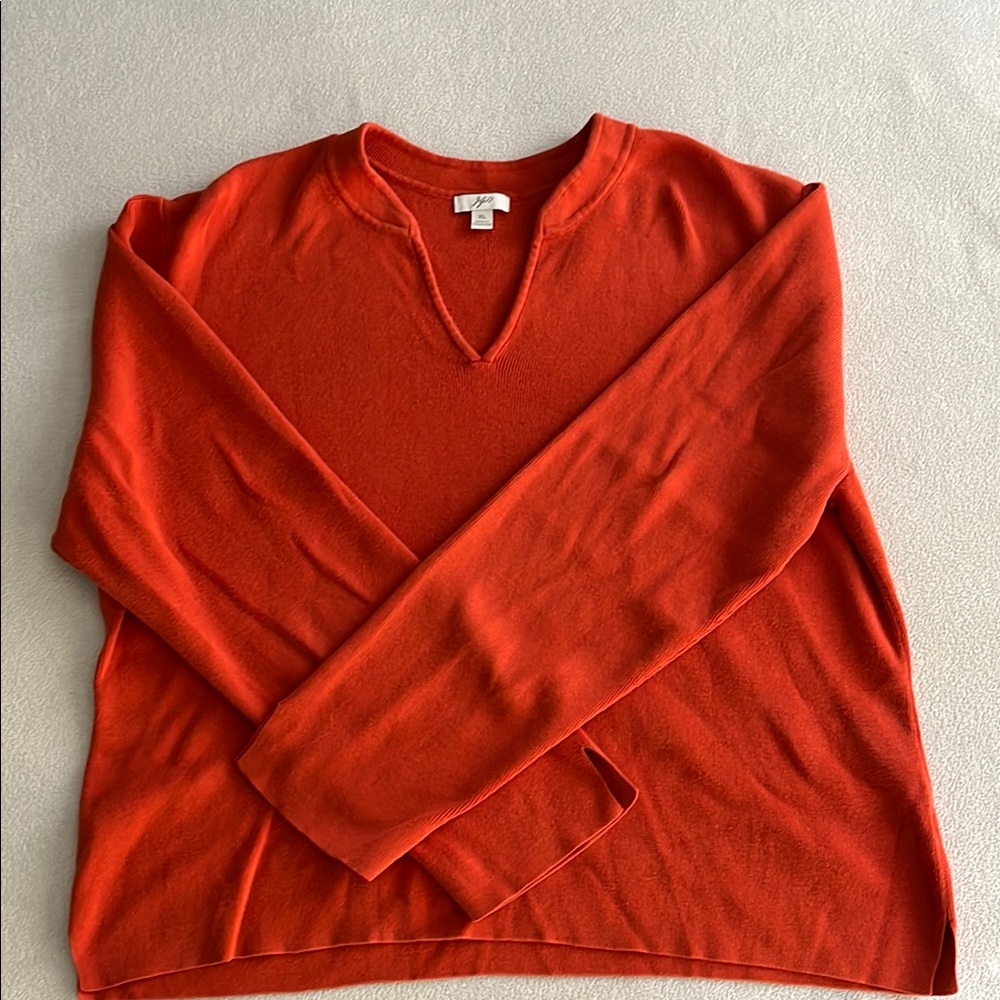 Vibrant Red V-Neck Sweater